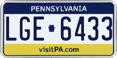 PA license plate LGE6433