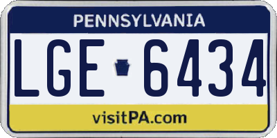 PA license plate LGE6434