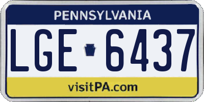 PA license plate LGE6437