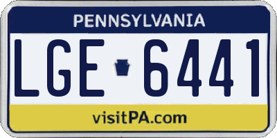 PA license plate LGE6441