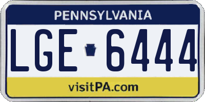 PA license plate LGE6444