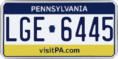 PA license plate LGE6445