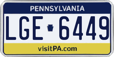 PA license plate LGE6449