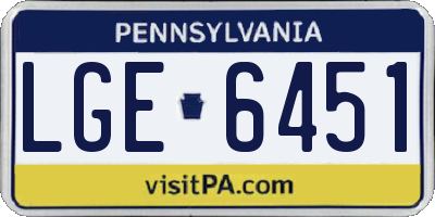 PA license plate LGE6451