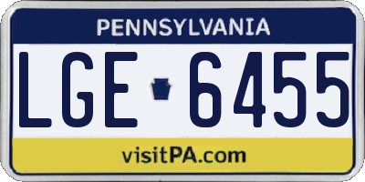 PA license plate LGE6455