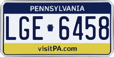 PA license plate LGE6458