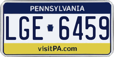 PA license plate LGE6459