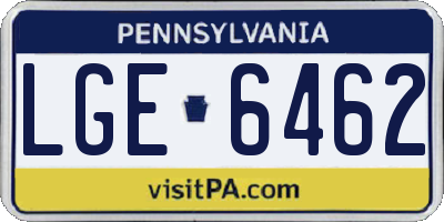 PA license plate LGE6462
