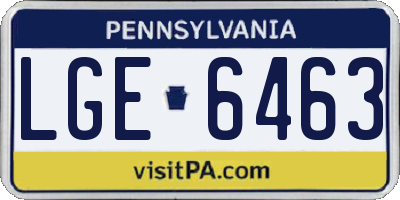 PA license plate LGE6463