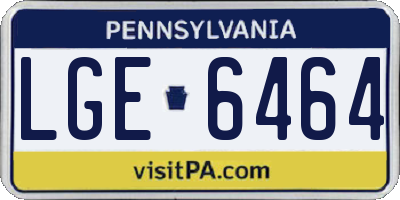 PA license plate LGE6464
