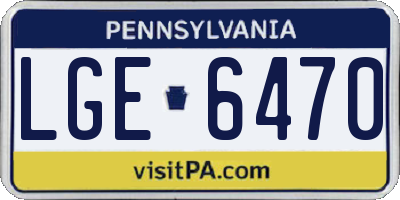 PA license plate LGE6470