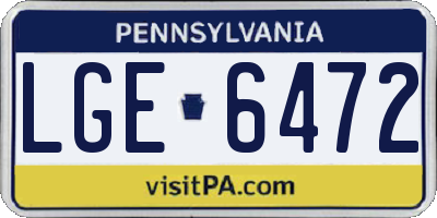 PA license plate LGE6472