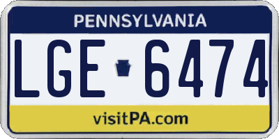 PA license plate LGE6474