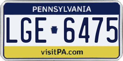 PA license plate LGE6475