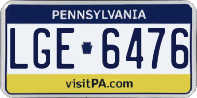 PA license plate LGE6476