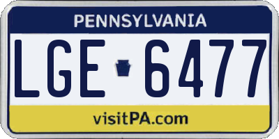 PA license plate LGE6477