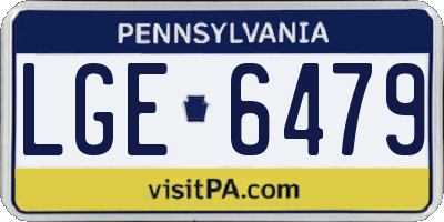 PA license plate LGE6479