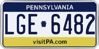 PA license plate LGE6482