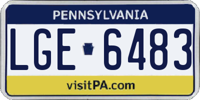 PA license plate LGE6483