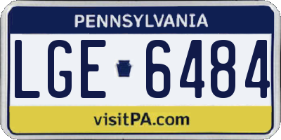 PA license plate LGE6484