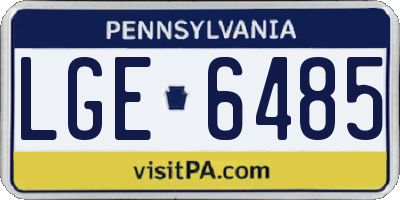 PA license plate LGE6485