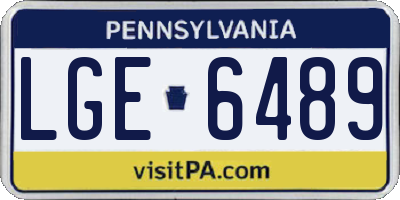 PA license plate LGE6489