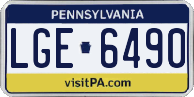 PA license plate LGE6490