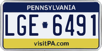 PA license plate LGE6491