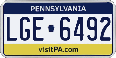 PA license plate LGE6492