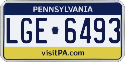 PA license plate LGE6493