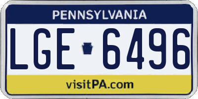 PA license plate LGE6496