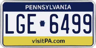 PA license plate LGE6499