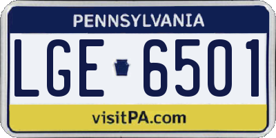 PA license plate LGE6501