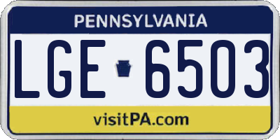 PA license plate LGE6503