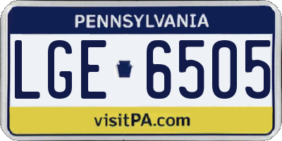PA license plate LGE6505