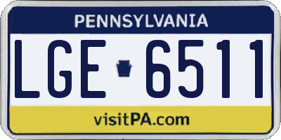 PA license plate LGE6511