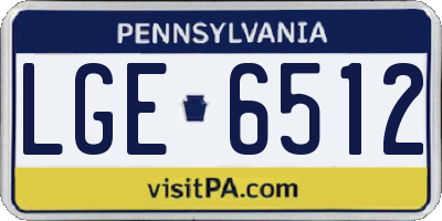 PA license plate LGE6512