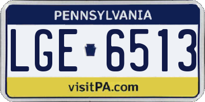 PA license plate LGE6513
