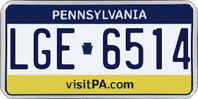PA license plate LGE6514