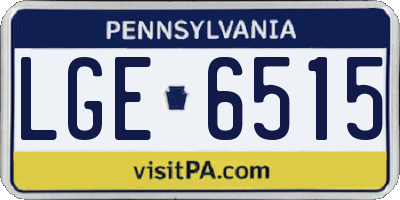 PA license plate LGE6515