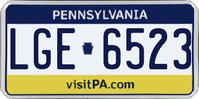 PA license plate LGE6523