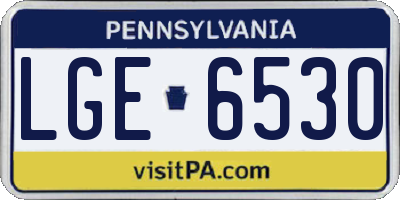 PA license plate LGE6530