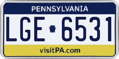 PA license plate LGE6531