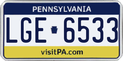 PA license plate LGE6533