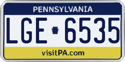 PA license plate LGE6535