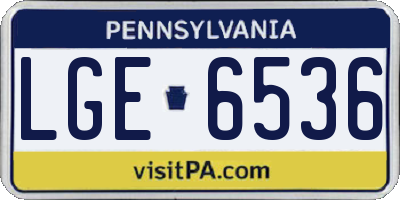 PA license plate LGE6536