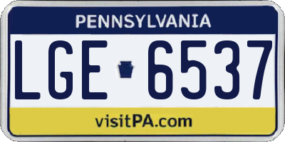 PA license plate LGE6537