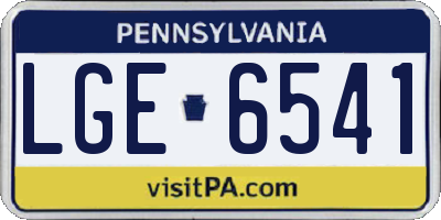 PA license plate LGE6541