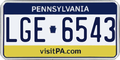 PA license plate LGE6543