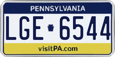 PA license plate LGE6544